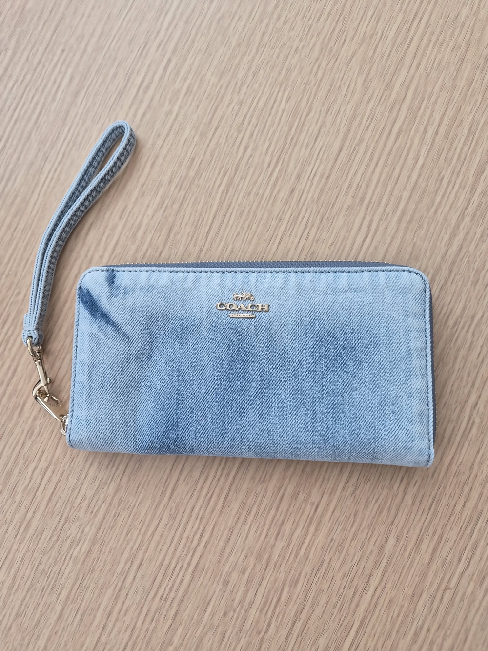 Coach Loved Denim Zip Wallet Wristlet